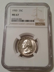 1950 Washington Quarter MS67 NGC Toning