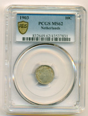 Netherlands Wilhelmina I 1903 Silver 10 Cents MS62 PCGS