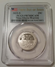 2022 S Clad Nina Otero-Warren  Quarter Proof PR70 DCAM PCGS First Day of Issue