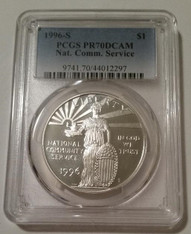 1996 S National Community Service Commemorative Silver Dollar Proof PR70 DCAM PCGS