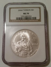 2004 P Thomas Edison Commemorative Silver Dollar MS70 NGC