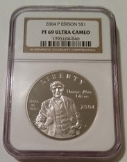 2004 P Thomas Edison Commemorative Silver Dollar Proof PF69 UC NGC