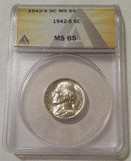 1942 S Jefferson Silver Nickel MS65 ANACS