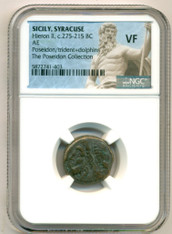 Greek Sicily - Syracuse Hieron II 275-215 BC AE Unit VF NGC Poseidon Collection