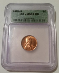1954 S Lincoln Wheat Cent MS67 RED ICG