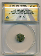 Roman Empire Divus Constantine I AD 347-348 AE Follis Antioch VF30 ANACS