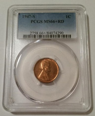 1947 S Lincoln Wheat Cent Unc MS66+ RED PCGS