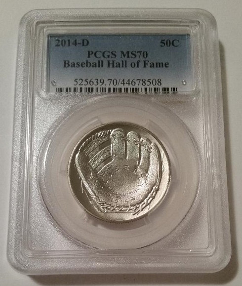 2014 d baseball hof half dollar ms70 pcgs a