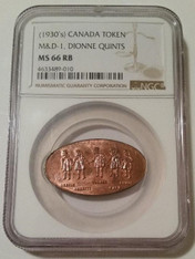 Canada 1960's or Later (Label Error) Bronze Token Dionne Quints MS66 RB NGC