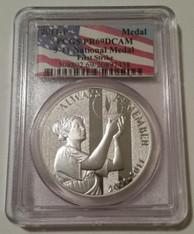 2011 P 9-11 Anniversary 1 oz Silver National Medal Proof PR69 DCAM PCGS FS/Flag Label