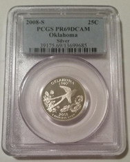 2008 S Silver Oklahoma State Quarter Proof PR69 DCAM PCGS Blue Label