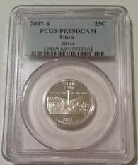 2007 S Silver Utah State Quarter Proof PR69 DCAM PCGS Blue Label