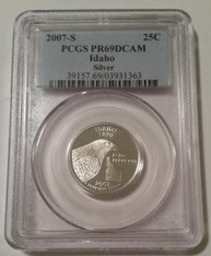 2007 S Silver Idaho State Quarter Proof PR69 DCAM PCGS Blue Label