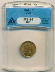 1909 VDB Lincoln Wheat Cent MS64 RB ANACS