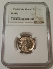1938 D/D Buffalo Nickel MS66 NGC