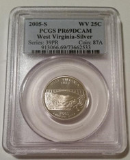 2005 S Silver West Virginia State Quarter Proof PR69 DCAM PCGS Blue Label
