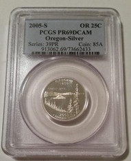 2005 S Silver Oregon State Quarter Proof PR69 DCAM PCGS Blue Label