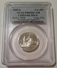 2005 S Silver California State Quarter Proof PR69 DCAM PCGS Blue Label