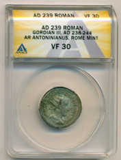 Roman Empire Gordian III AD 238-244 AR Antoninianus Rome Mint VF30 ANACS