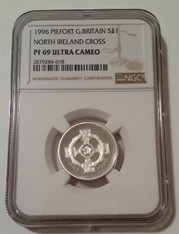 Great Britain 1996 Silver Pound Piefort North Ireland Cross Proof PF69 UC NGC Low Mintage