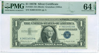 1957 B $1 Silver Certificate Fr#1621 Ch Unc 64 EPQ PMG