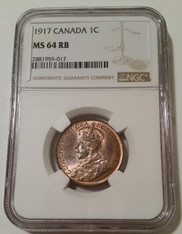 Canada George V 1917 Cent MS64 RB NGC