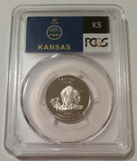 2005 S Clad Kansas State Quarter Proof PR70 DCAM PCGS Flag Label