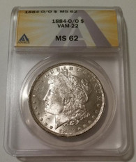 1884 O/O Morgan Silver Dollar VAM-22 R3 MS62 ANACS