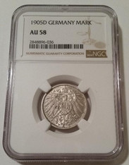 Germany Empire 1905 D Silver Mark AU58 NGC