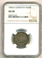 Germany Empire 1902 A Silver Mark AU58 NGC