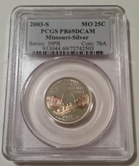 2003 S Silver Missouri State Quarter Proof PR69 DCAM PCGS Toning Blue Label