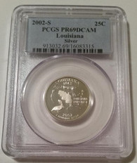2002 S Silver Louisiana State Quarter Proof PR69 DCAM PCGS Blue Label
