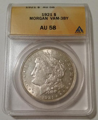 1921 Morgan Silver Dollar VAM-3BY R5 AU58 ANACS