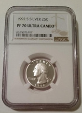 1992 S Silver Washington Quarter Proof PF70 UC NGC