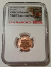 2018 S Lincoln Shield Cent Reverse Proof PF70 RED NGC FDI Trolley Label