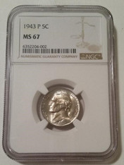 1943 P Jefferson Silver Nickel MS67 NGC