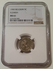 Belgium 1900 5 Centimes Flemish Legend MS61 NGC