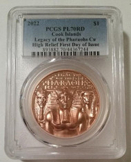 Cook Islands 2022 Dollar Legacy of the Pharaohs Ultra High Relief PL70 RED PCGS FDI Low Mintage