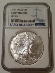 2017 1 oz Silver Eagle Dollar MS69 NGC Early Releases