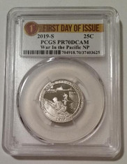 2019 S Clad War in the Pacific NP Quarter Proof PR70 DCAM PCGS First Day of Issue