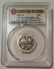 2019 S Clad San Antonio Missions NP Quarter Proof PR70 DCAM PCGS First Day of Issue