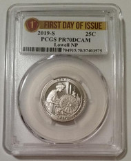 2019 S Clad Lowell NP Quarter Proof PR70 DCAM PCGS First Day of Issue
