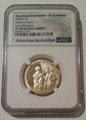 2020 S American Innovation Dollar South Carolina - Septima Clark Proof PF70 UC NGC ER