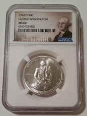 1982 D George Washington Commemorative Silver Half Dollar MS66 NGC