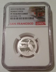 2015 S Silver Bombay Hook NP Quarter Proof PF70 UC NGC Trolley Label
