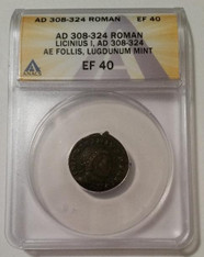 Roman Empire Licinius I AD 308-324 AE Follis Lugdunum Mint XF40 ANACS