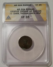 Roman Empire Crispus AD 316-326 AE 18mm Thessalonica Mint VF35 ANACS