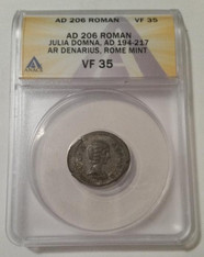 Roman Empire Julia Domna AD 194-217 AR Denarius Rome Mint VF35 ANACS