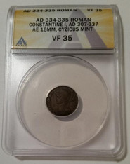 Roman Empire Constantine I AD 307-337 AE 16mm Cyzicus Mint VF35 ANACS