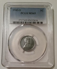 1943 S Lincoln Wheat Steel Cent MS65 PCGS